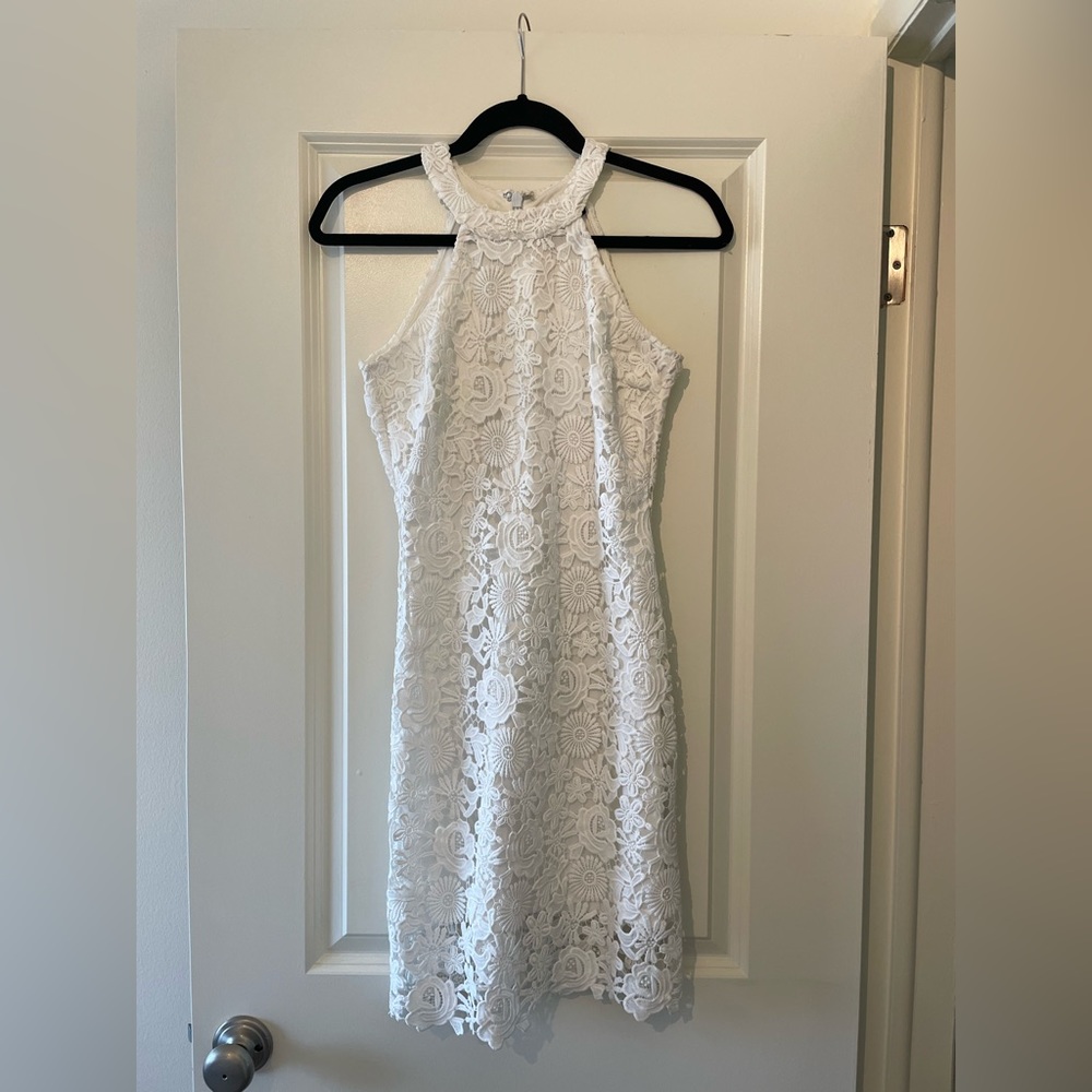 Lulu’s Love Poem Ivory Lace Mini Dress